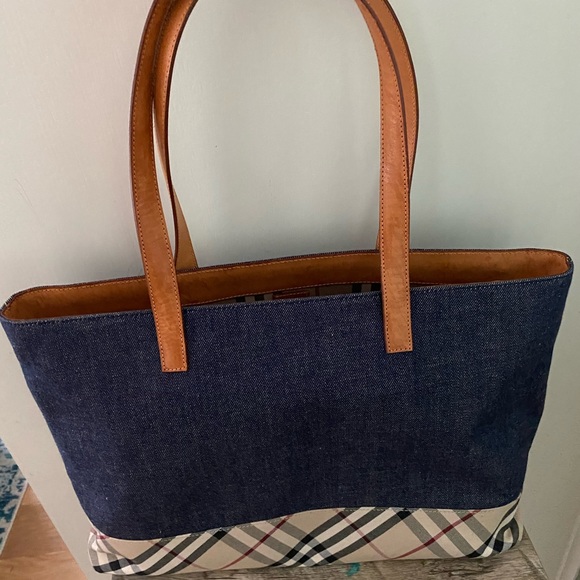 Burberry London Denim Nova check tote beach bag - Picture 3 of 12